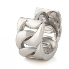 キヘイ（マイアミキューバン）中折れフープピアス 18金ホワイトゴールド 片耳（1点）（ASOM）