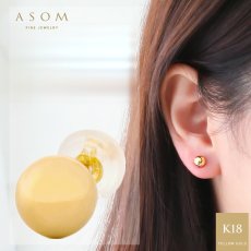 Keller ボール 6mm スタッドピアス 18金イエローゴールド 片耳（1点）（ASOM）
