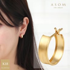 シャインテクスチャー フープピアス 18金イエローゴールド 片耳（1点）（ASOM）