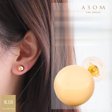 Keller ボール 8mm スタッドピアス 18金イエローゴールド 片耳（1点）（ASOM）