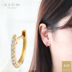 Reason ダイヤモンド0.06ct 中折れピアス 18金イエローゴールド 片耳（1点）（ASOM）