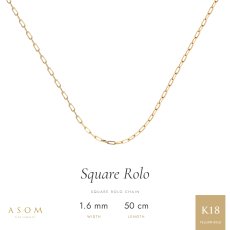 スクエアロロチェーン 1.6mm幅 18金イエローゴールド 50cm（ASOM）