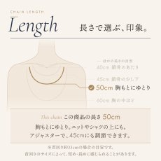 チェーンの長さの目安（この商品は 50cm・アジャスターで 45cm）