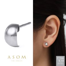 Hazel ハーフフープ スタッドピアス プラチナ・10金ホワイトゴールド（ASOM）