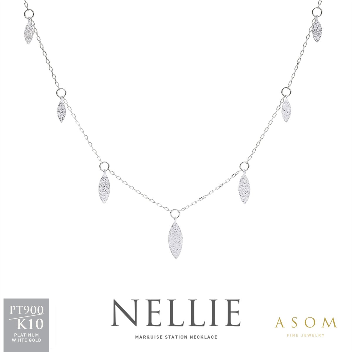 Nellie グラデーション マーキーズ ステーション ネックレス プラチナ・10金ホワイトゴールド（ASOM）