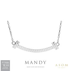 Mandy スマイル ダイヤモンドカット ライン バー ネックレス プラチナ・10金ホワイトゴールド（ASOM）