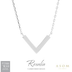 Rosalia Vライン バー ネックレス プラチナ・10金ホワイトゴールド（ASOM）