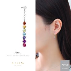 Arco マルチカラーストーン ドロップピアス プラチナ（ASOM）