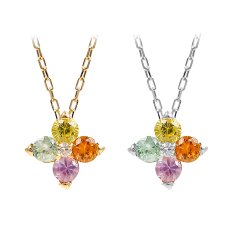 Alba Sorte ダイヤモンド サファイア クローバー ネックレスのカラー展開