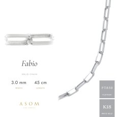 FABIO ソリッドチェーン 3.0mm幅 プラチナ・18金ホワイトゴールド 45cm（ASOM）
