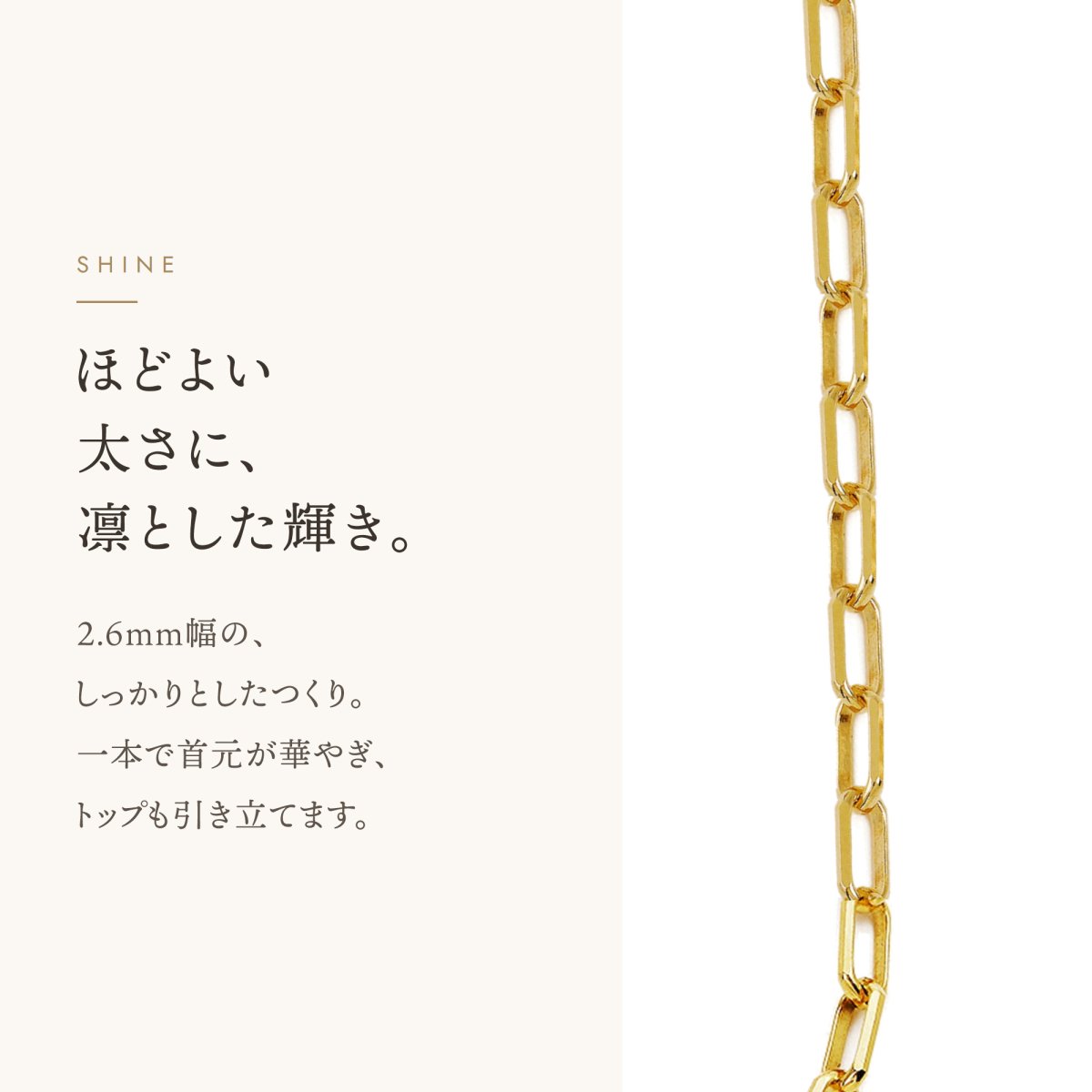 FABIO ソリッドチェーン 2.6mm の輝き