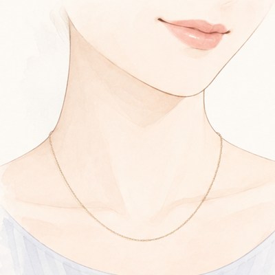 細めのチェーンを首元につけたイラスト