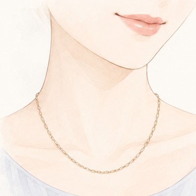 ふつうの太さのチェーンを首元につけたイラスト