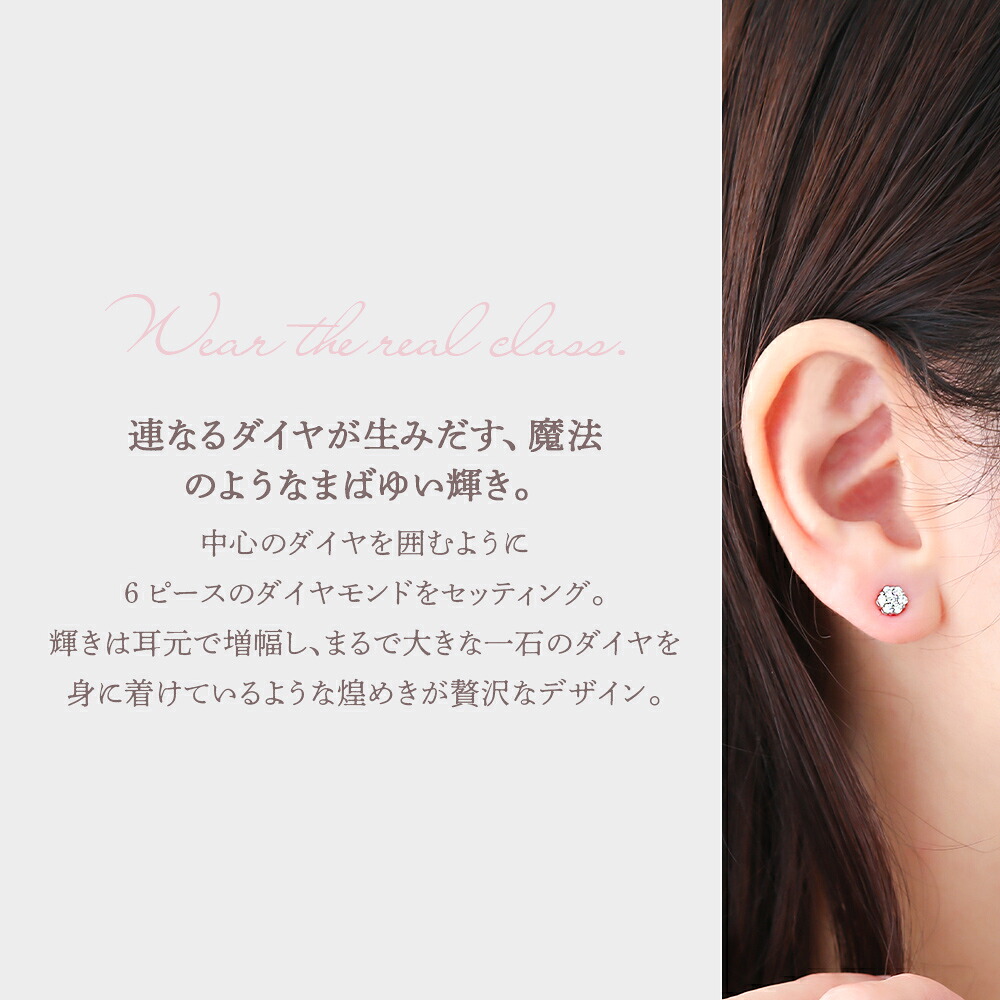 ダイヤモンド0.15ct クラスターピアス K18 ホワイトゴールド 片耳(1点) 画像5