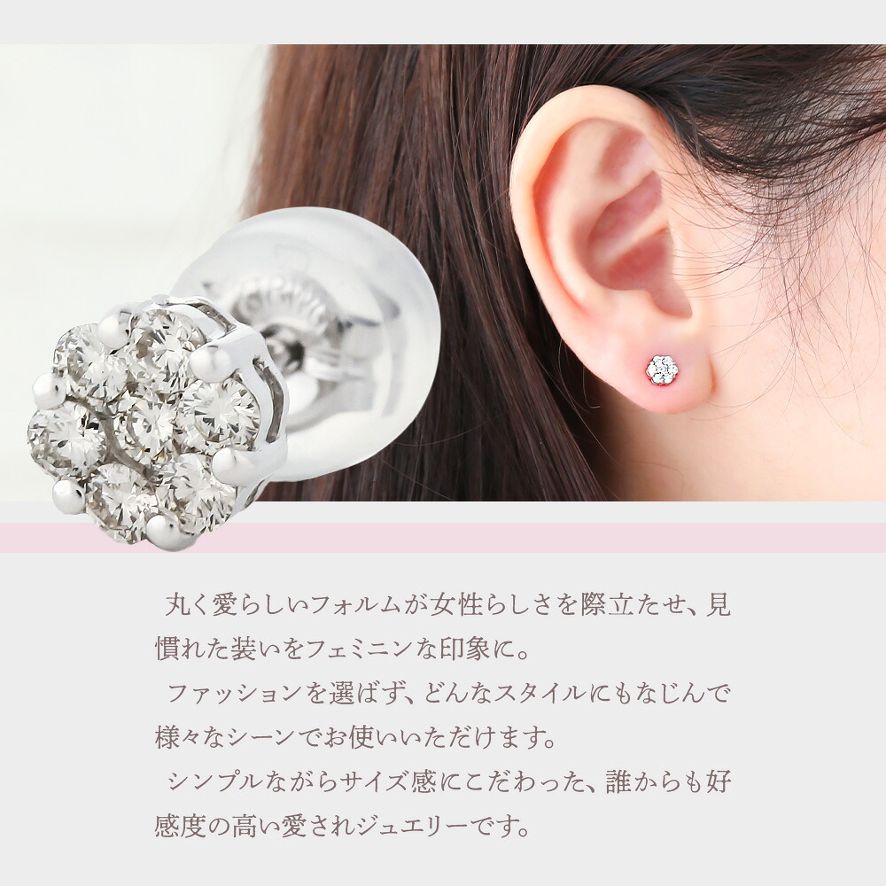 ダイヤモンド0.15ct クラスターピアス K18 ホワイトゴールド 片耳(1点) 画像8