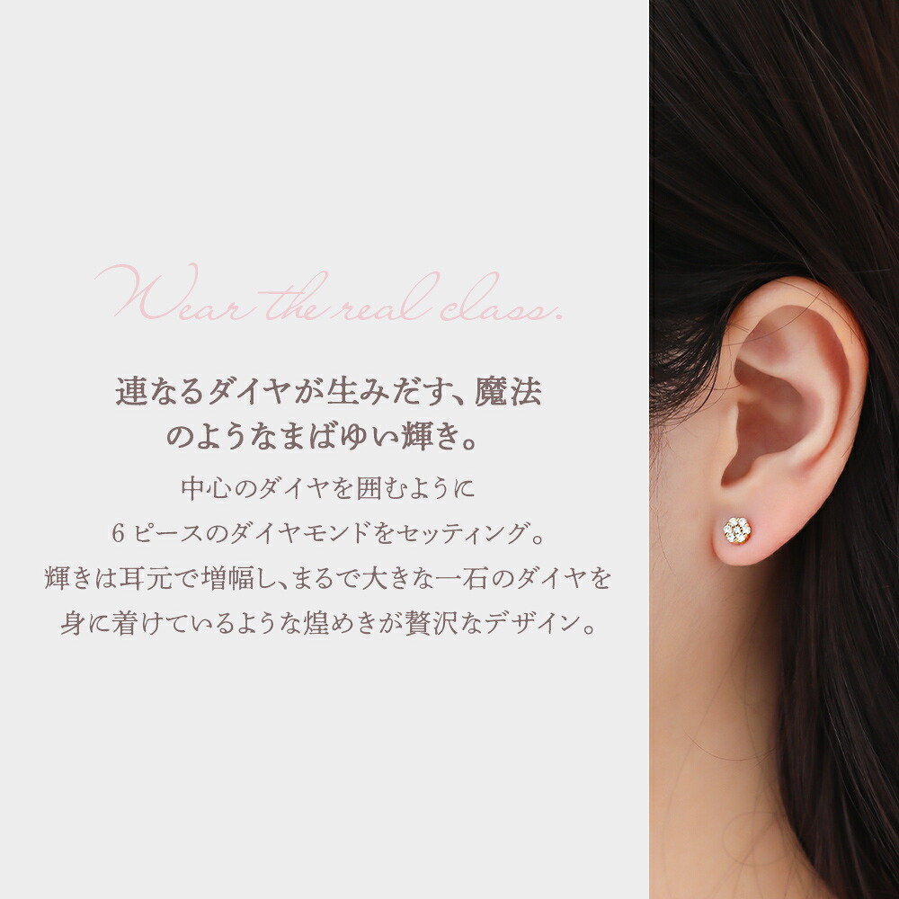ダイヤモンド0.15ct クラスターピアス K18 イエローゴールド 片耳(1点) 画像4