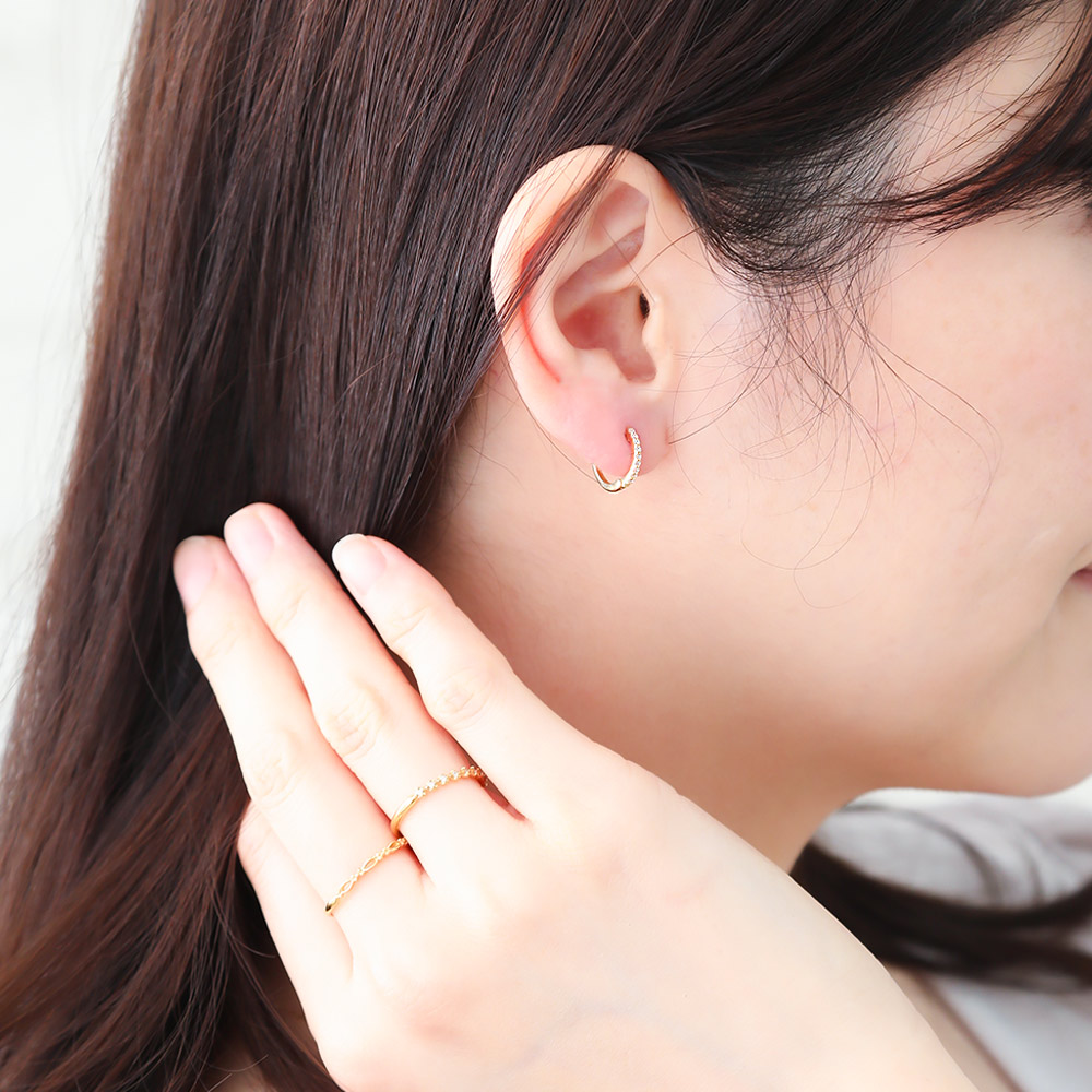 Reason ダイヤモンド0.06ct 中折れピアス K18 イエローゴールド 片耳(1点) 画像6