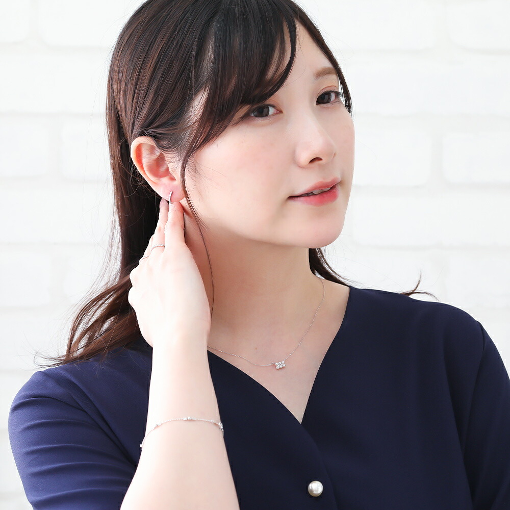 Reason ダイヤモンド0.06ct 中折れピアス K18 ホワイトゴールド 片耳(1点) 画像3