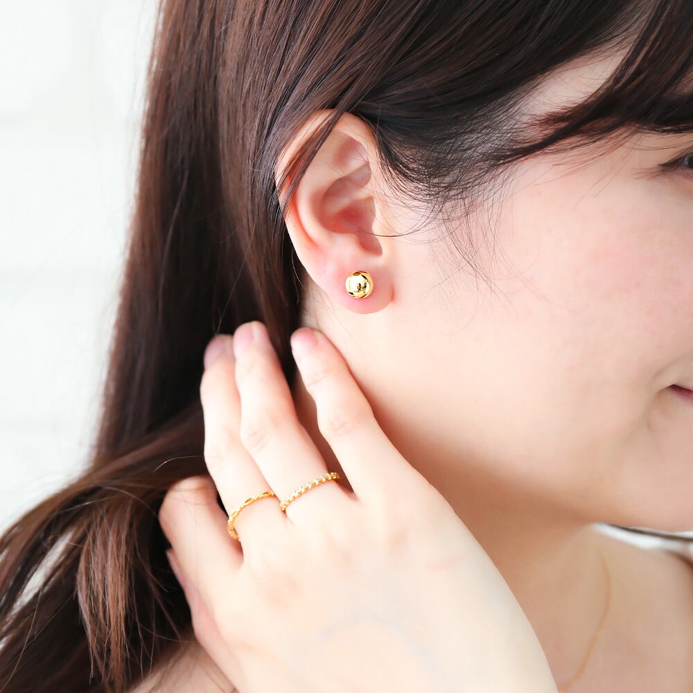 Keller ボール 8mm スタッドピアス K18 イエローゴールド 片耳(1点) 画像5