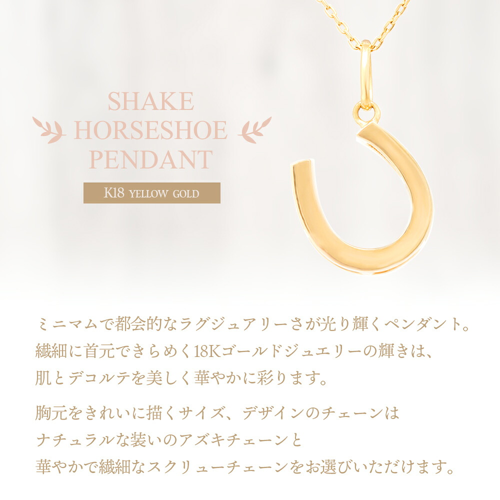 Shake ホースシュー ペンダント K18 イエローゴールド チェーンセット 画像11