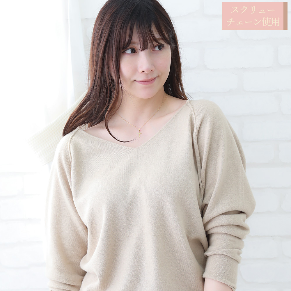 No.1 ソリッドクロス ペンダント K18 イエローゴールド チェーンセット 画像11
